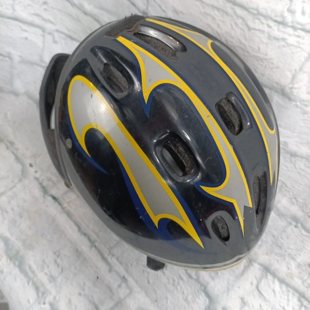 Vintage BMX 2001 Helmet Bell Sports Small/Med S / M  Flames Black / Blue Gold
